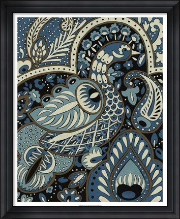 Framed Indigo Peacock I Print