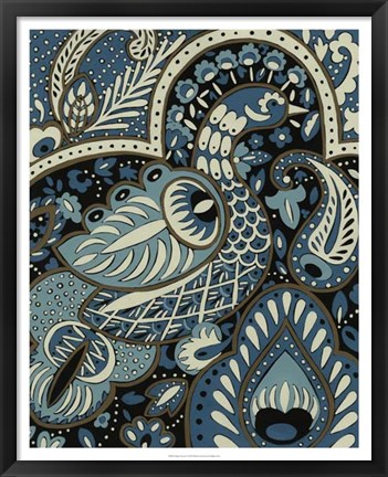 Framed Indigo Peacock I Print