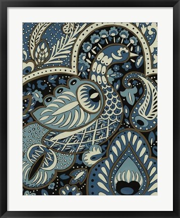 Framed Indigo Peacock I Print