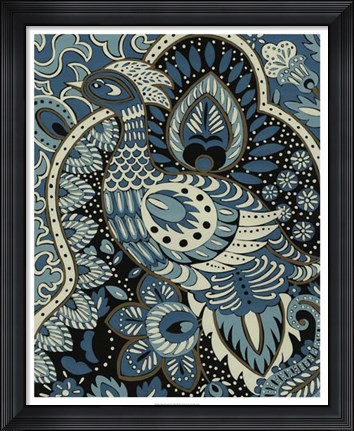 Framed Indigo Peacock II Print