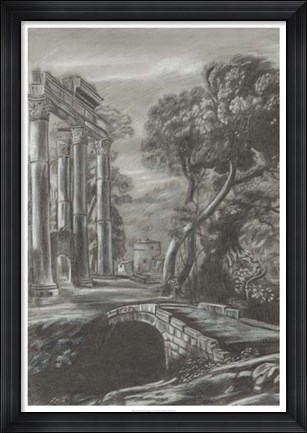 Framed Classical Landscape Triptych I Print