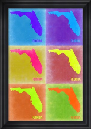 Framed Florida Pop Art Map 2 Print