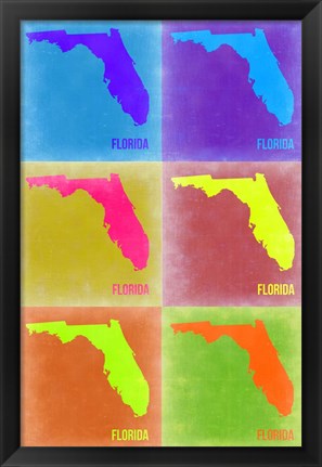 Framed Florida Pop Art Map 2 Print