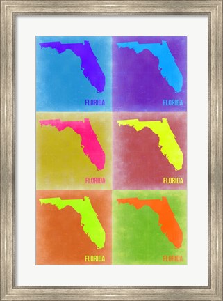Framed Florida Pop Art Map 2 Print