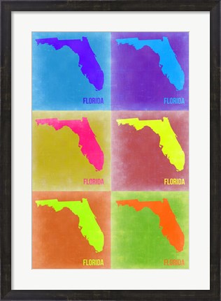 Framed Florida Pop Art Map 2 Print