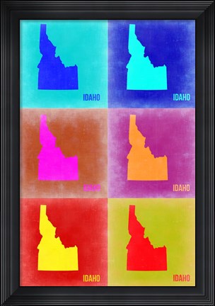 Framed Idaho Pop Art Map 2 Print