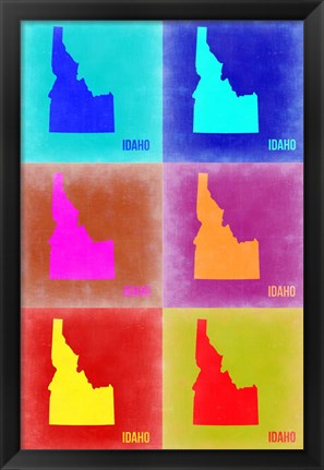 Framed Idaho Pop Art Map 2 Print