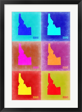 Framed Idaho Pop Art Map 2 Print