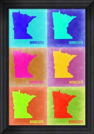 Framed Minnesota Pop Art Map 2 Print