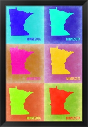 Framed Minnesota Pop Art Map 2 Print