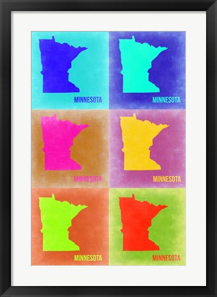 Framed Minnesota Pop Art Map 2 Print