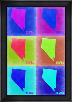 Framed Nevada Pop Art Map 2 Print