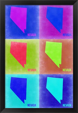 Framed Nevada Pop Art Map 2 Print