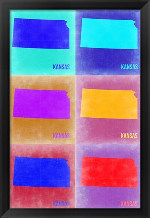 Framed Kansas Pop Art Map 2 Print