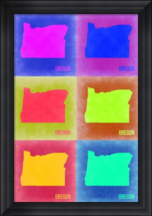 Framed Oregon Pop Art Map 2 Print