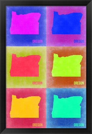 Framed Oregon Pop Art Map 2 Print