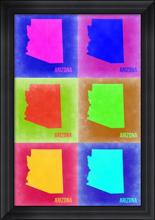Framed Arizona Pop Art Map 2 Print