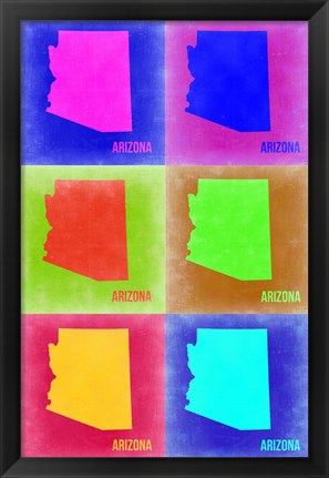 Framed Arizona Pop Art Map 2 Print