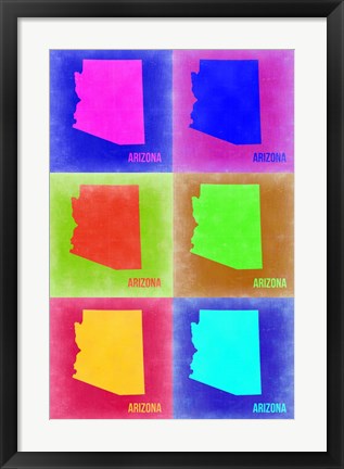 Framed Arizona Pop Art Map 2 Print