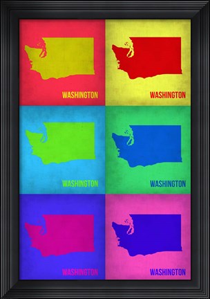 Framed Washington Pop Art Map 1 Print