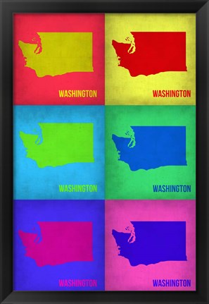 Framed Washington Pop Art Map 1 Print