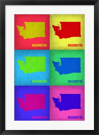 Framed Washington Pop Art Map 1 Print