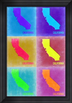 Framed California Pop Art Map 2 Print