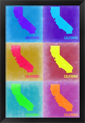 Framed California Pop Art Map 2 Print