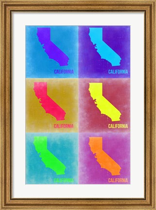 Framed California Pop Art Map 2 Print