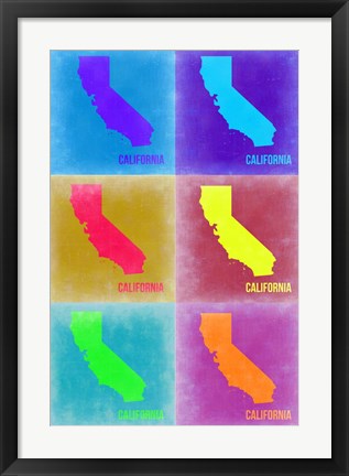 Framed California Pop Art Map 2 Print