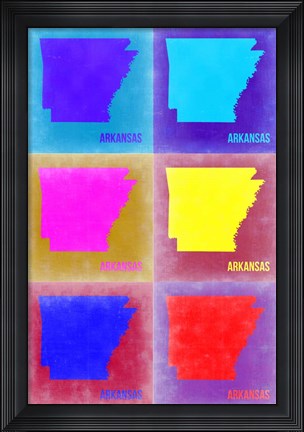 Framed Arkansas Pop Art Map 2 Print