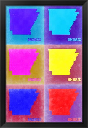 Framed Arkansas Pop Art Map 2 Print