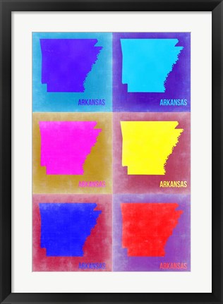 Framed Arkansas Pop Art Map 2 Print