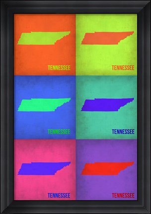 Framed Tennesse Pop Art Map 1 Print