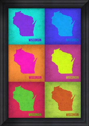 Framed Wisconsin Pop Art Map 2 Print