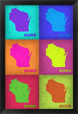 Framed Wisconsin Pop Art Map 2 Print