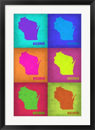 Framed Wisconsin Pop Art Map 2 Print