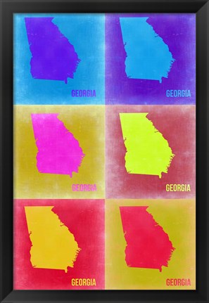 Framed Georgia Pop Art Map 2 Print