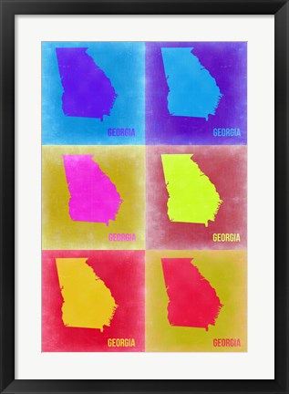 Framed Georgia Pop Art Map 2 Print