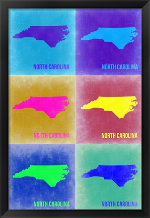 Framed North Carolina Pop Art Map 2 Print