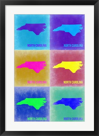 Framed North Carolina Pop Art Map 2 Print