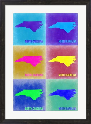 Framed North Carolina Pop Art Map 2 Print