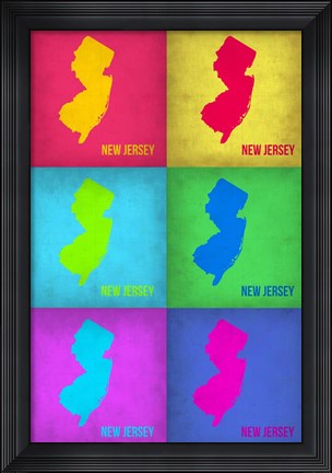 Framed New Jersey Pop Art Map 1 Print