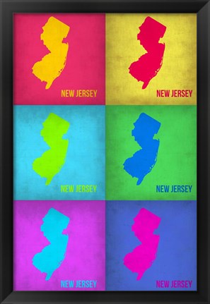 Framed New Jersey Pop Art Map 1 Print