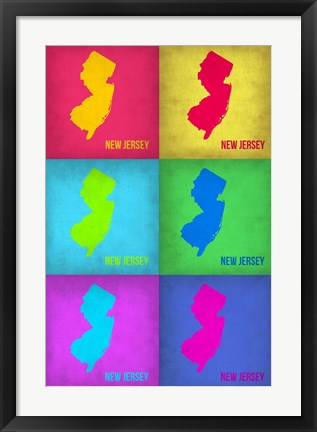 Framed New Jersey Pop Art Map 1 Print