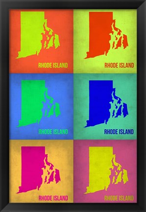 Framed Rhode Island Pop Art Map 1 Print