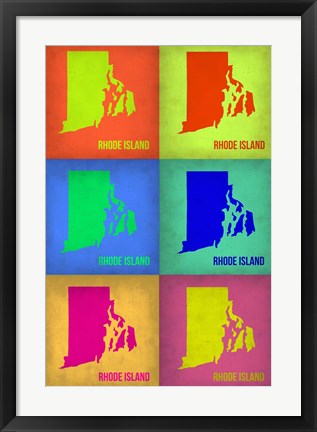 Framed Rhode Island Pop Art Map 1 Print