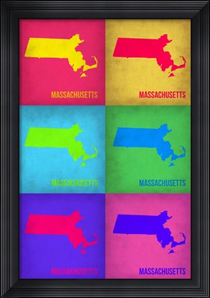 Framed Massachusetts Pop Art Map 1 Print