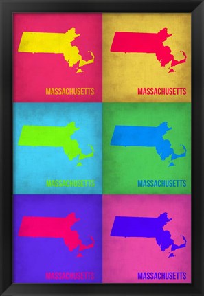 Framed Massachusetts Pop Art Map 1 Print