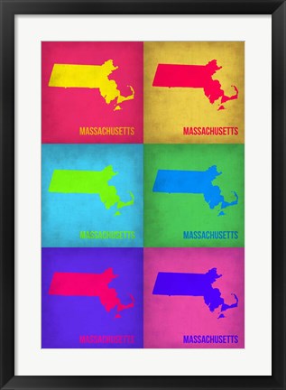 Framed Massachusetts Pop Art Map 1 Print